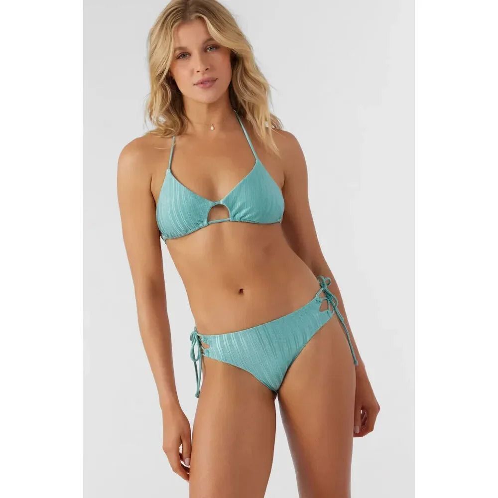 O'Neill Mizi Metallic Rib Madrid Top Women's Medium Canton Cutout Bralette VDA28 - Picture 2 of 15